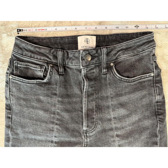 Anine Bing Heath Vintage Black Skinny Jeans Side Slit Button Fly High Rise 28 - Picture 7 of 9
